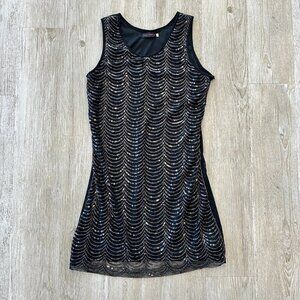 Womens Sylc Camisa Black Sequin Mini Dress - S/M
